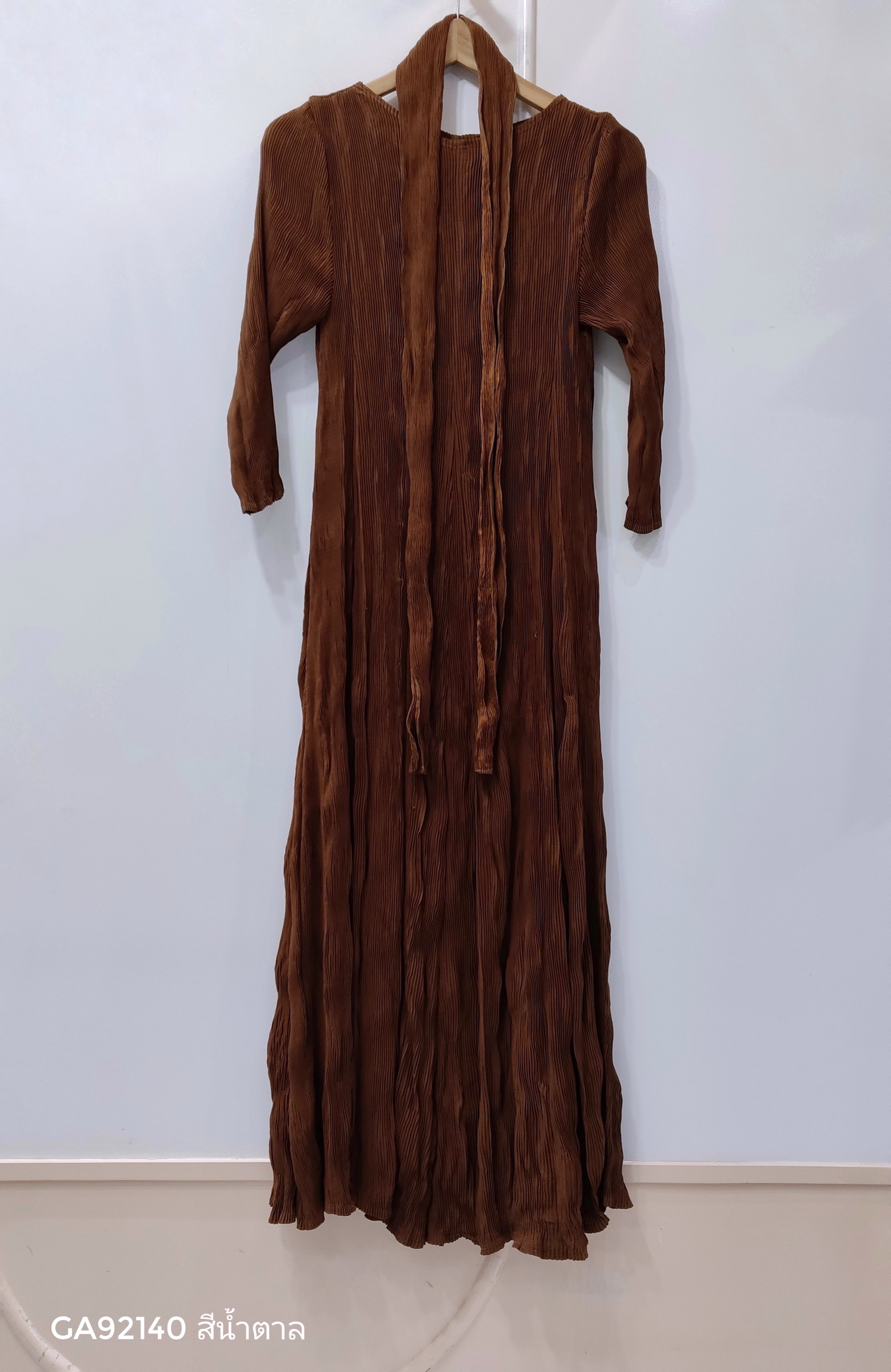 2MUAY รุ่น GA92140 เดรสอัดพลีท LONG SLEEVE CRINKLE PLEATED DRESS 6 สี FREE SIZE