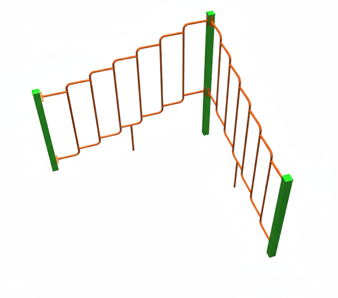 บาร์ปีนป่ายหน้าผา 2 ด้าน เครื่องเล่นสนาม กลางแจ้ง เหล็ก ,บาร์โหน ตั้งพื้น , ของเล่น สั่งทำ 10-20 วัน ขนาด 200x200x200 ซม.