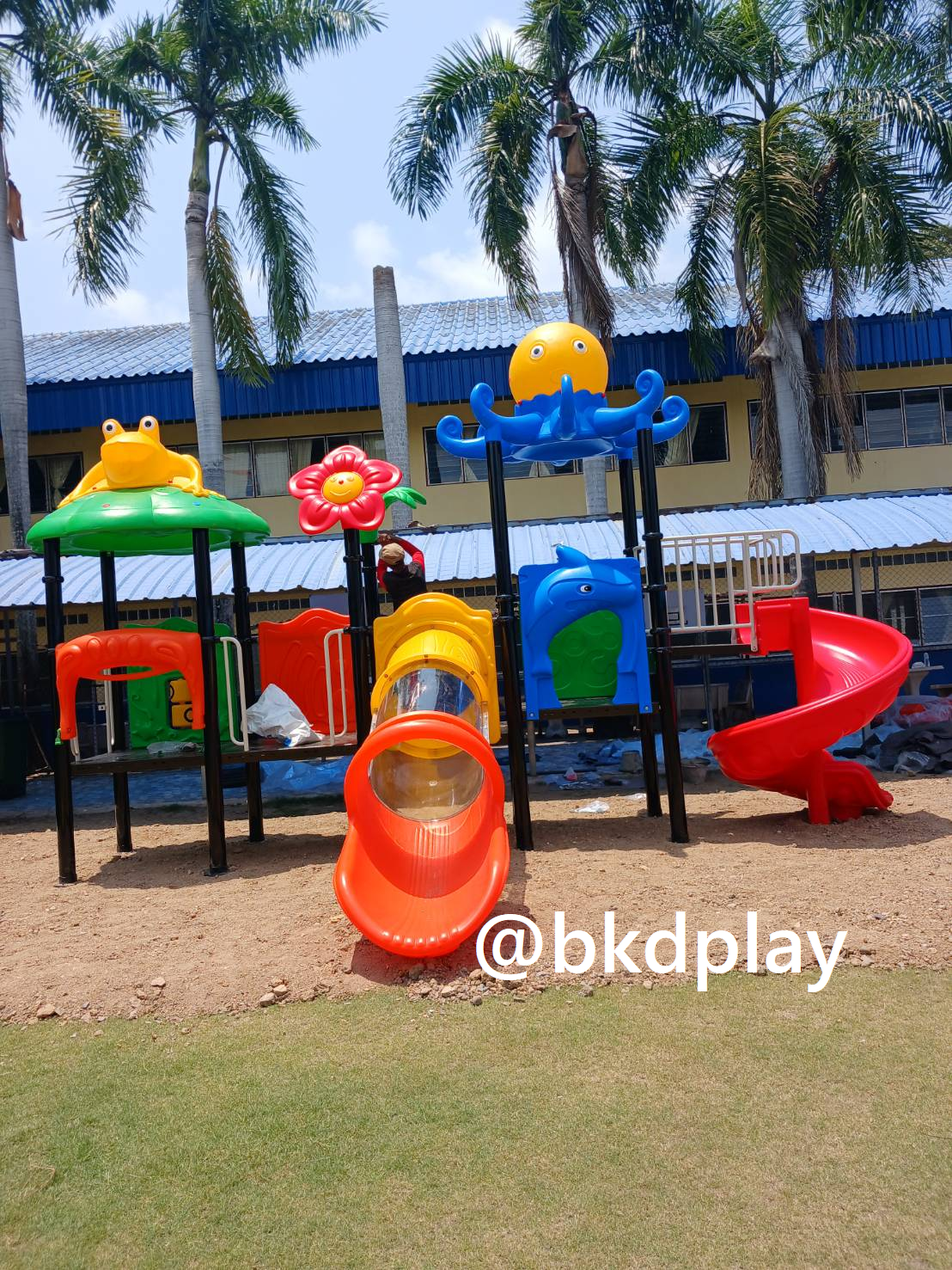 โปรโมชั่นเครื่องเล่นสนามโครงสร้างเสา 114 เครื่องเล่นสนามกลางแจ้ง ,สนามเด็กเล่น,เครื่องเล่นสนามราคาถูก OutdoorPlayground , ของเล่นสนาม, สำหรับบริจาคสนามเด็กเล่น พร้อมส่ง