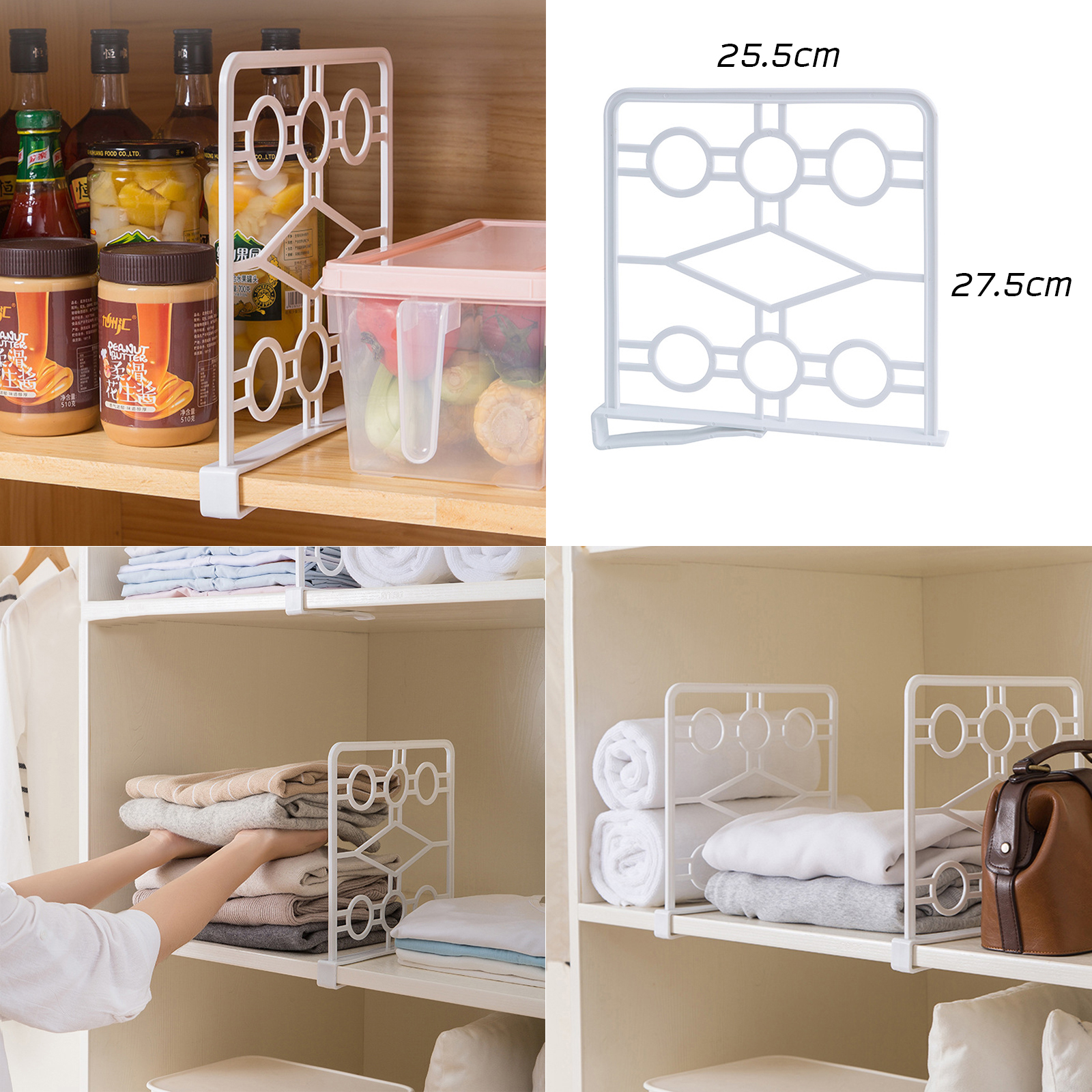 แผงกั้นแบ่งช่องชั้นวาง 1ชิ้น / แผ่นแบ่งช่องตู้เย็น 4 ชิ้น พลาสติก กั้นชั้นหนังสือ จัดระเบียบตู้ แบ่งที่วางของ ดีไซน์สวยงาม ราคาสบายๆ