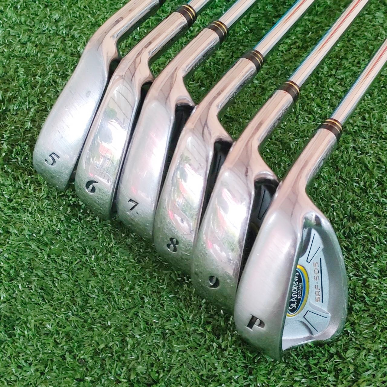 ชุดเหล็ก ST.ANDREWS SCOTLAND SAF-505 มีเหล็ก 5-9 เเละ PW ก้านเหล็ก ST.ANDREWS FLEX R ชุดเหล็กใบใหญ่ ตีง่าย!!! มือใหม่ยิ่งตีง่าย, ก้านเหล็กแม่นยำ ไม้กอล์ฟมือสอง ของแท้ BY NakaraLuxurious