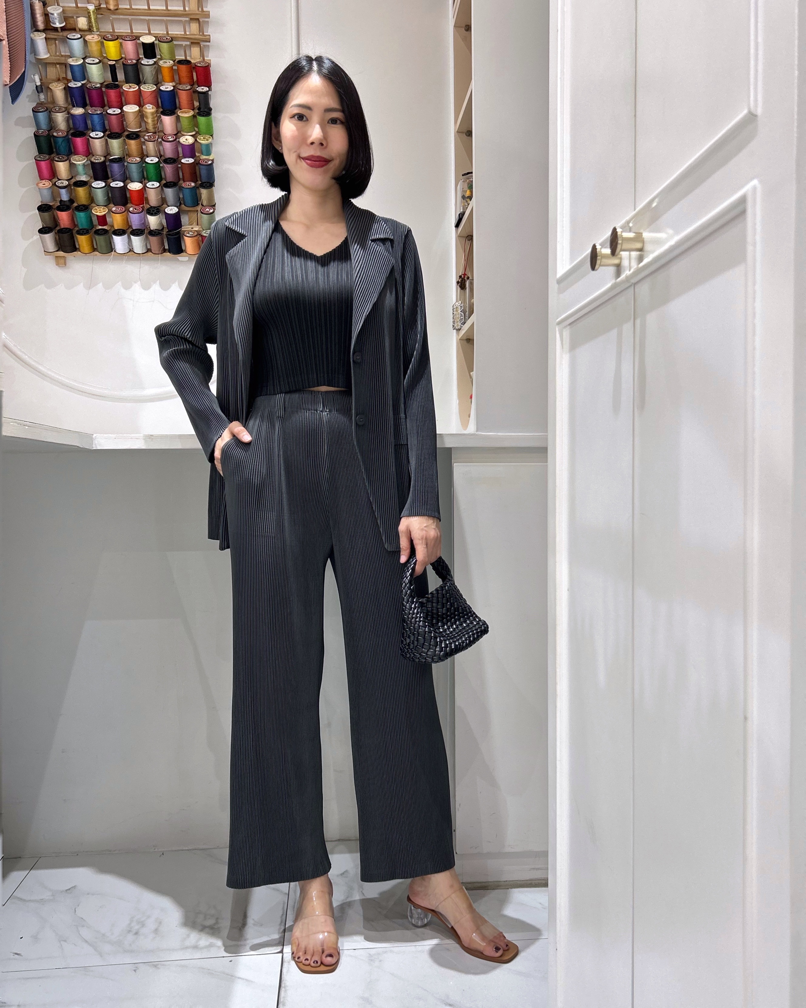 สีใหม่ ยาว37.5 นิ้ว 2MUAY รุ่น GJO5131-9 / GJO5151-9 เซ็ตพลีท THICK MINIMAL LUXE PLEATED BLAZER SET 8 สี FREE SIZE