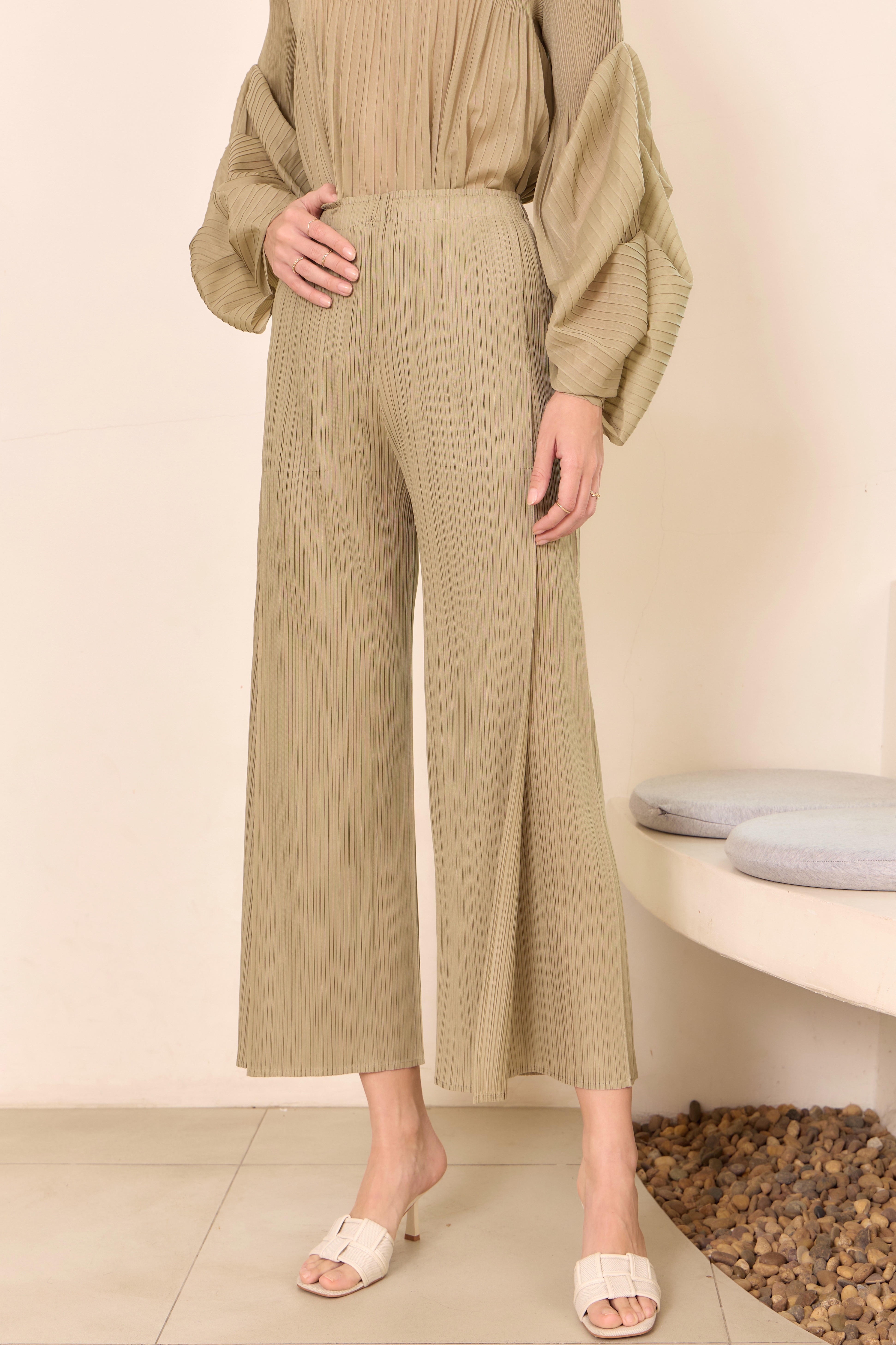 เพิ่มสีใหม่ ยาว37นิ้ว! 2MUAY รุ่น GJO7271 กางเกงอัดพลีทงานคุณภาพ BAT STRAIGHT LAYER PLEATED PANTS 18สี FREE SIZE