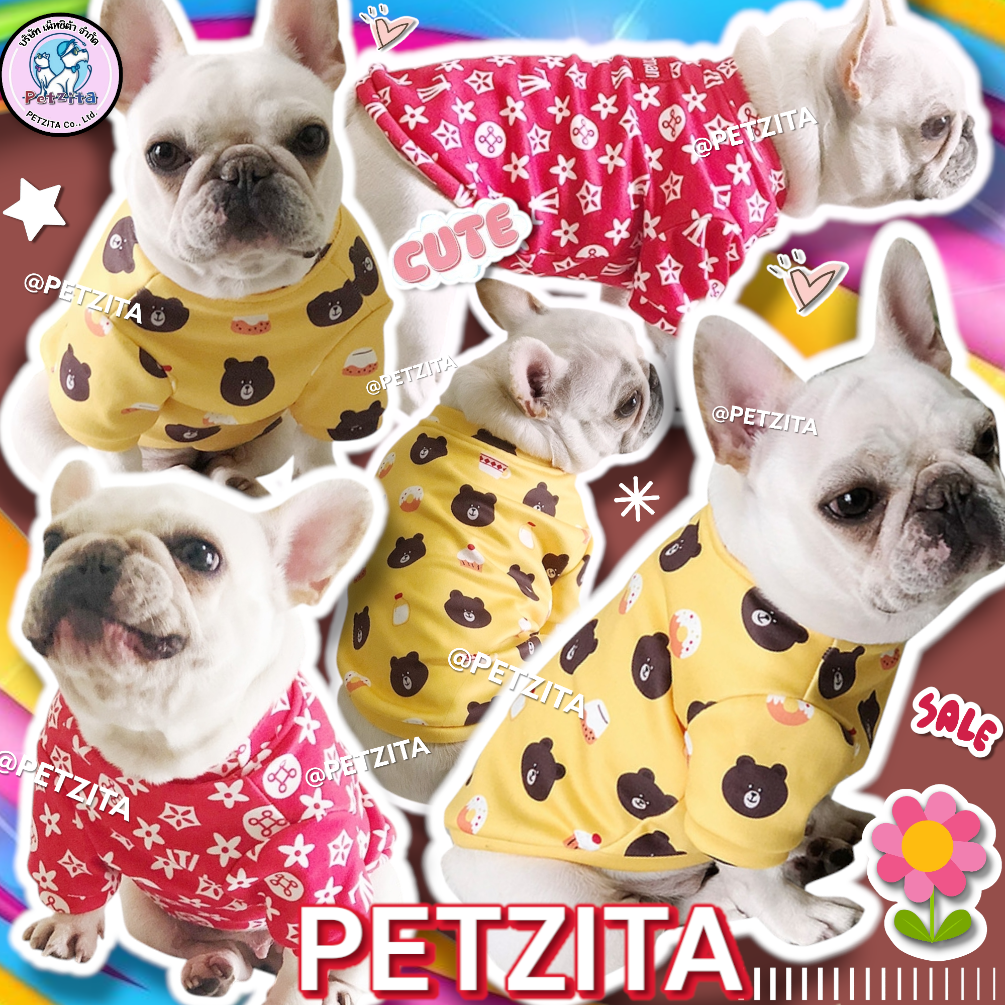 🇹🇭พร้อมส่ง🇹🇭 เสื้อลายแฟชั่น น่ารัก ใส่สบาย for pet เสื้อผ้าสัตว์เลี้ยง สุนัข หมาอ้วน
