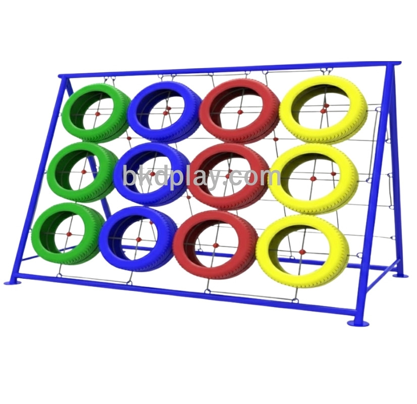 เครื่องเล่นสนามกลางแจ้ง ปีนป่ายยางรถยนต์ ปีนหน้าผา เครื่อเล่นสนามเหล็ก outdoorplayground ของเล่น สั่งผลิต 10-20 วัน ขนาด150x280x200 ซม.