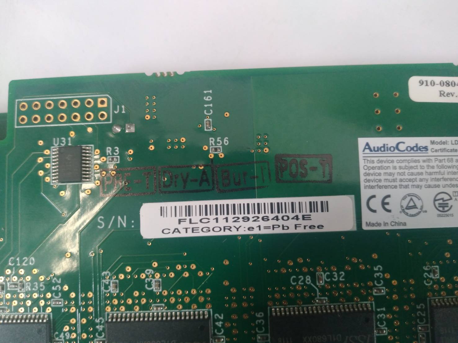 AudioCodes Ai-Logix 152-1152-002 / 152-1153-002 PCI Analog Voice Card