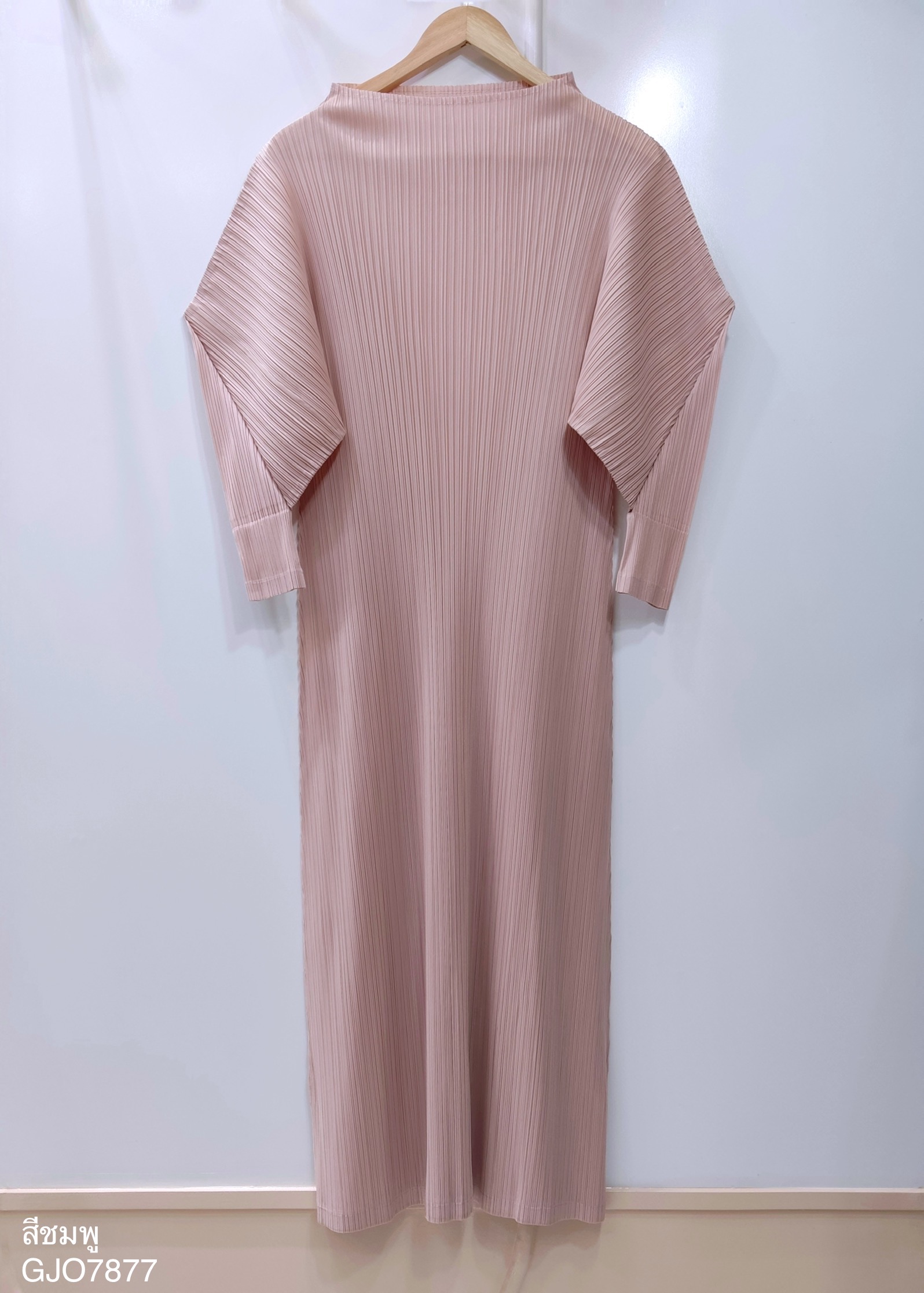 2MUAY รุ่น GJO7877 HIGH NECK ANGLE SLEEVE PLEAT DRESS เดรสผู้หญิง เดรสพลีทคุณภาพ 11สี FREE SIZE