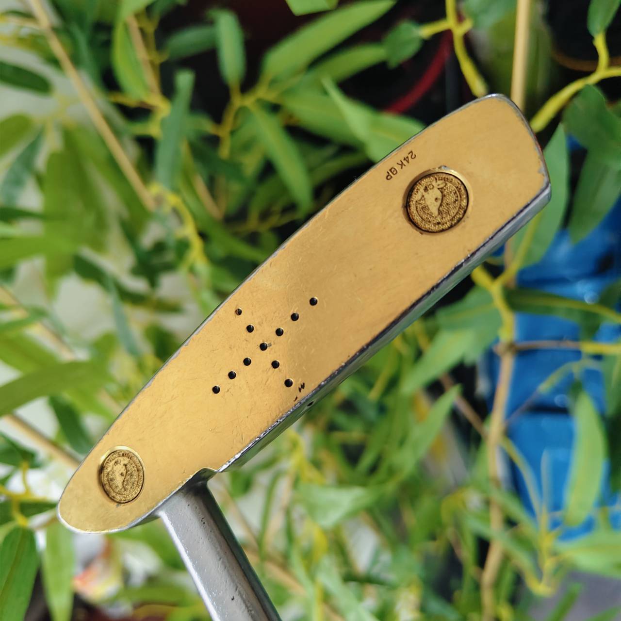 PUTTER HIRO HONMA FE-8032 หน้าทองคำ 24K BP ก้าน TWIN KICK DORIC Titanium 4 ดาว