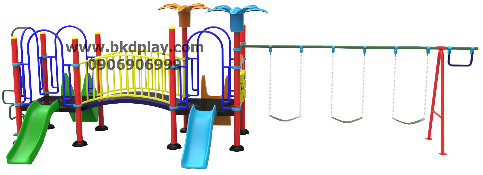 ชุดหอสะพานโค้งชิงช้ายางสไลด์ 70 เครื่องเล่นสนาม กลางแจ้ง เหล็ก, สไลเดอร์,ของเล่น สนามเด็กเล่นสั่งผลิต 10-20 วัน ขนาด 300x800x250 ซม.