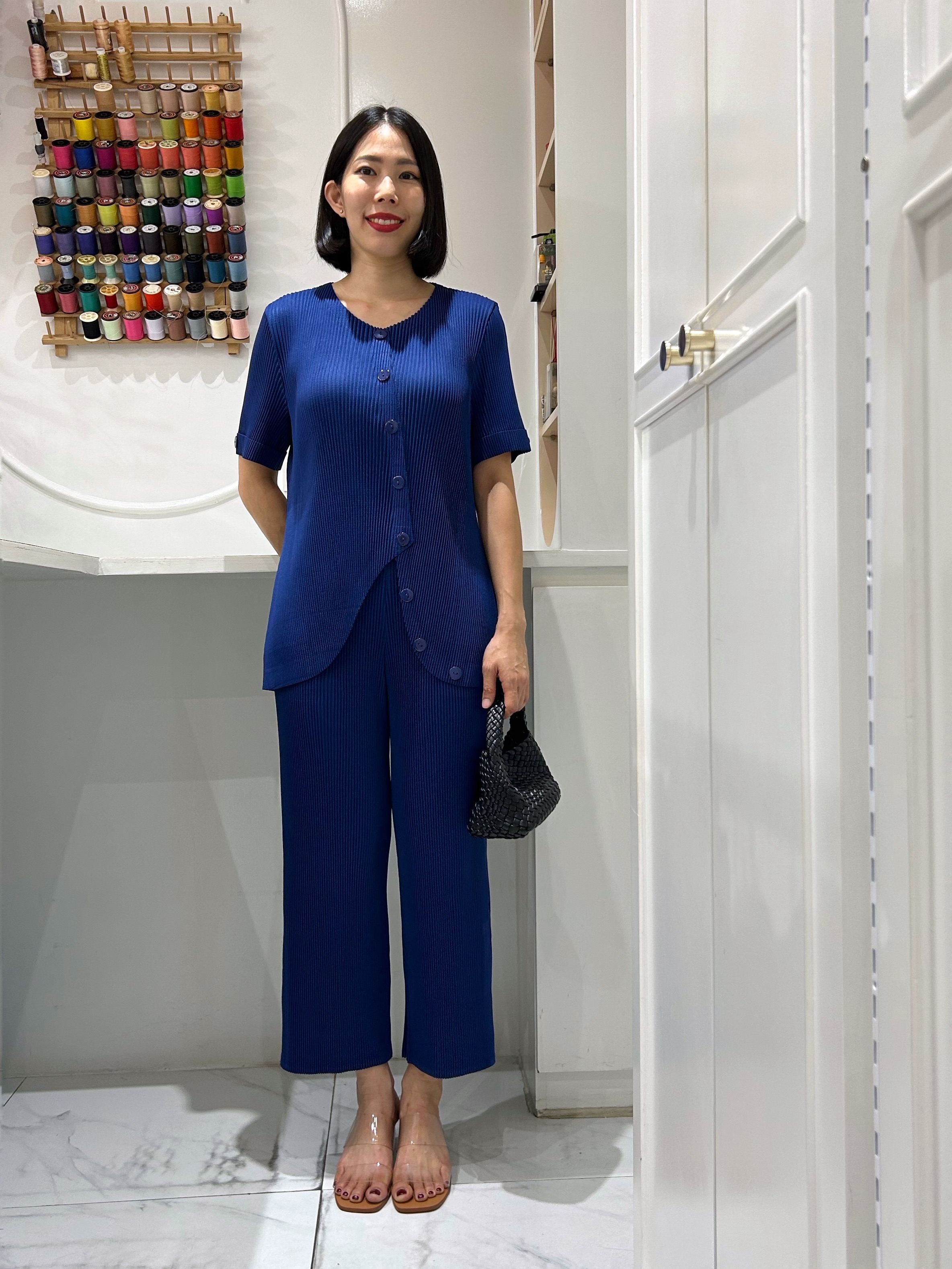 2MUAY รุ่น GA67809 เซ็ตอัดพลีท THICK ASYMMETRIC BUTTON PLEATED SET 6 สี FREE SIZE