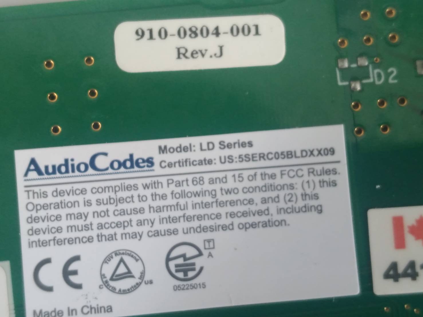 AudioCodes Ai-Logix 152-1152-002 / 152-1153-002 PCI Analog Voice Card