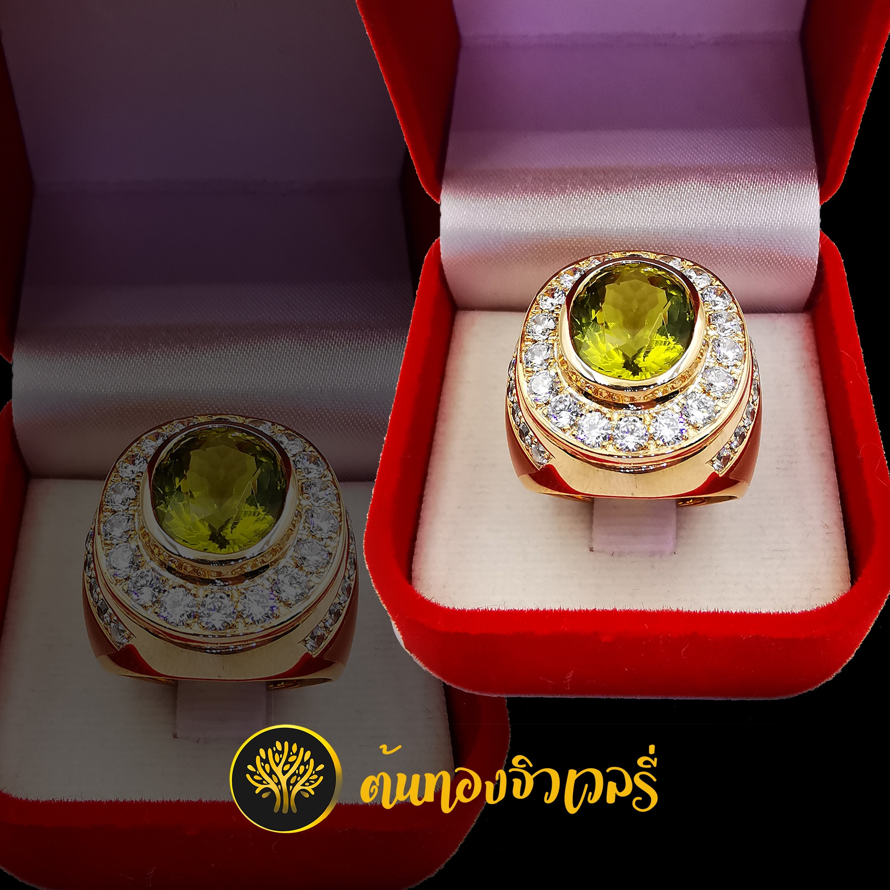 แหวนพลอยเขียวส่อง เพชรล้อม สวยแบบมีสไตล์ ดูดีมากๆเลยครับ