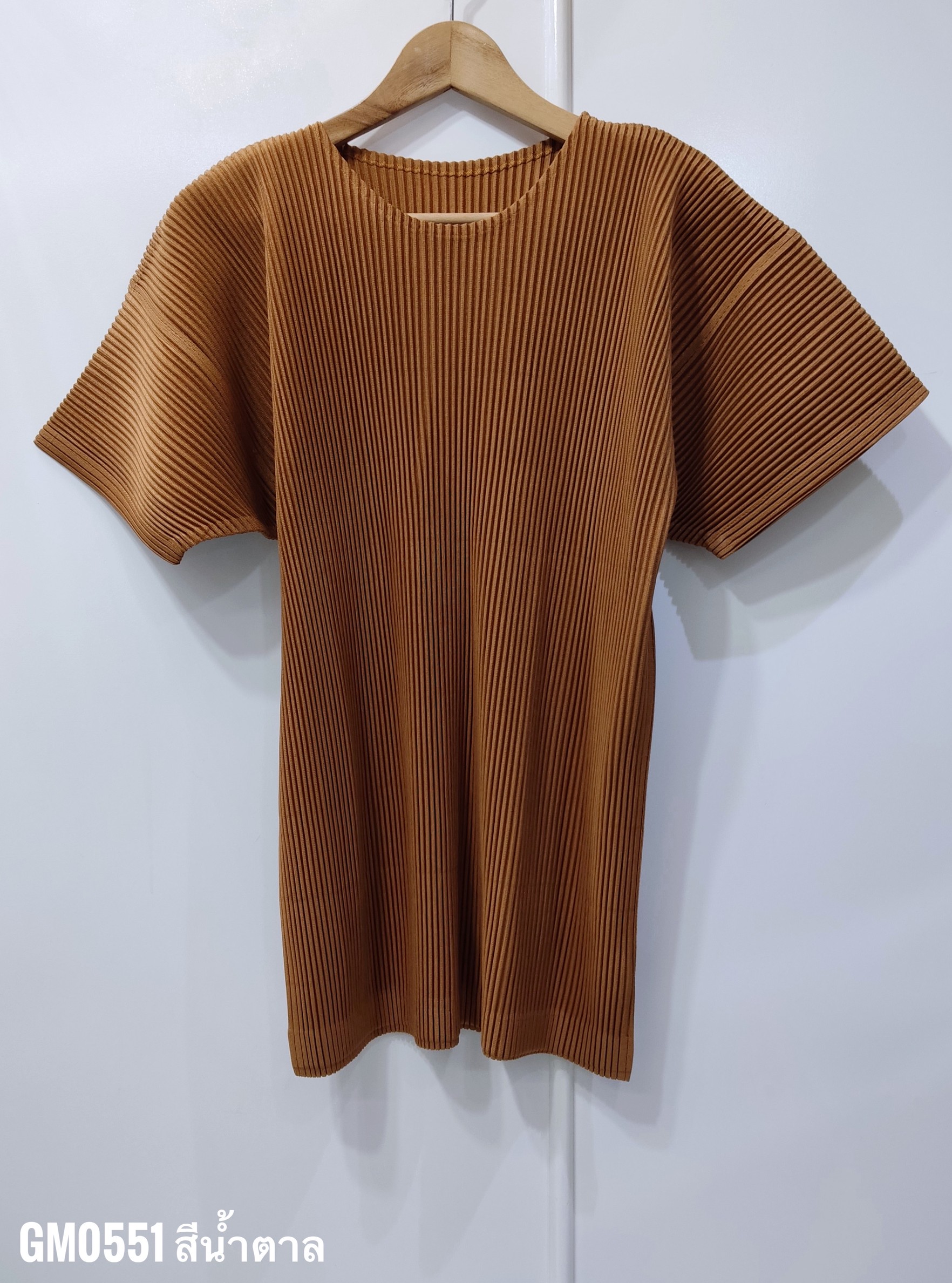UNISEX 2MUAY รุ่น GM0551 เสื้ออัดพลีท THICK ROUND NECK PLEATED TOP 4 สี FREE SIZE