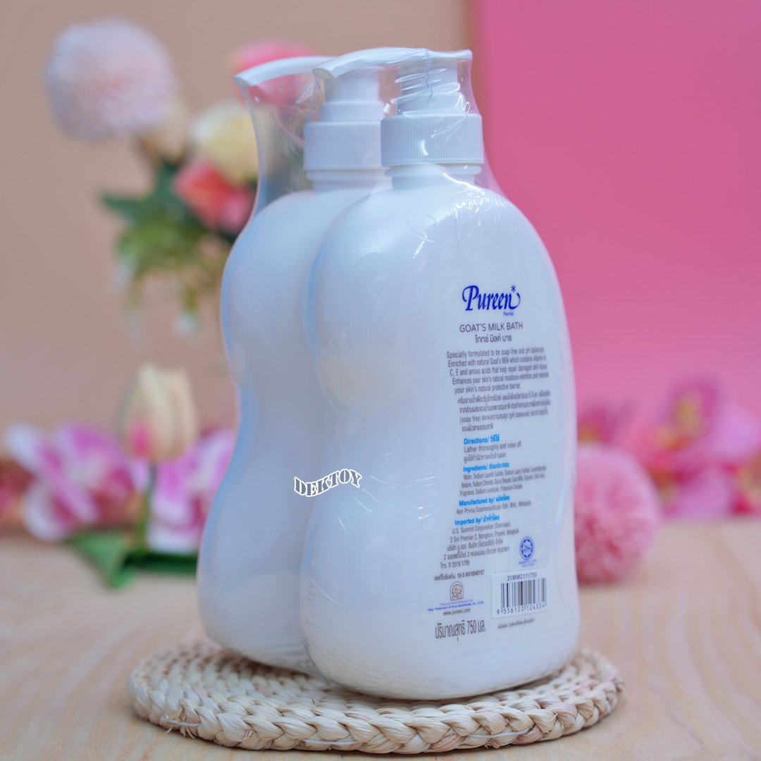 1ฟรี1 Pureen เพียวรีน ครีมอาบน้ำแฟมิลี่โกทซ์มิลค์บาธ 750 มล.