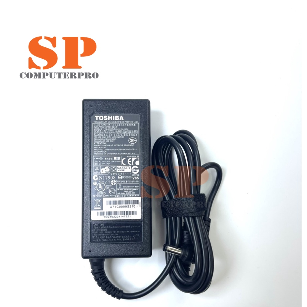 TOSHIBA ADAPTER อแดปเตอร์โน๊ตบุ๊คแท้ TOSHIBA L630 L740 C640 C640D R700 R830 R840 19V 3.42A หัวขนาด 5.5x2.5mm 65W