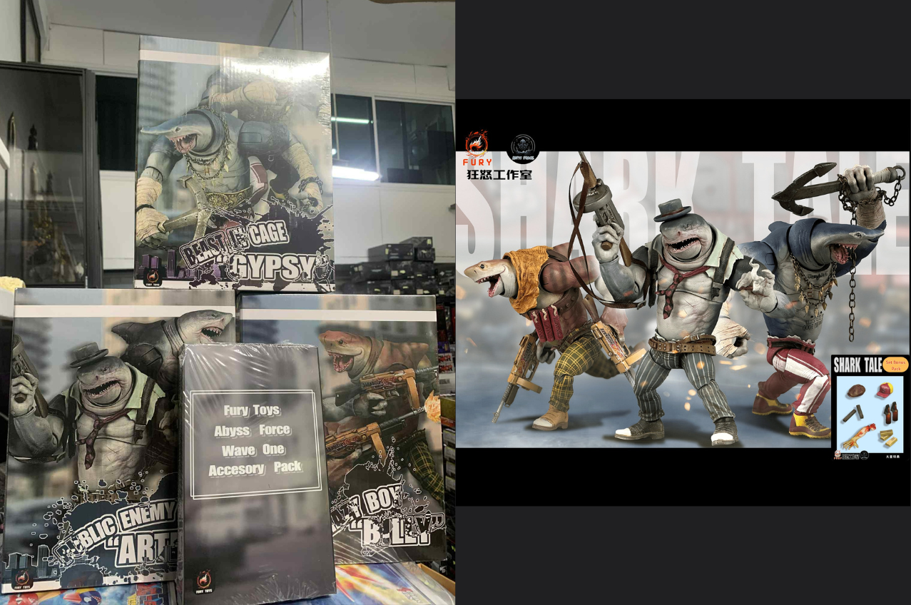 [พร้อมส่ง] fury toys 1/12 : Shark Tale (7นิ้ว)- รวม 3 ตัว แถม โบนัสไอเทมพิเศษ - Arthur / Billy / Gtpsy +(เซ็ท3ตัว+Accessory pack)