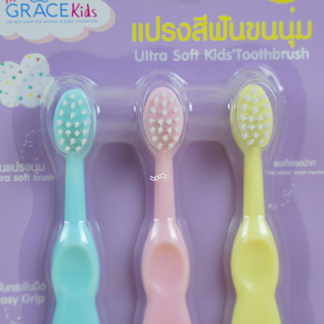 Gracekids เกรซคิดส์ แปรงสีฟัน Step3 สำหรับเด็ก6เดือนขึ้นไป แบบ 3 ชิ้น 4366