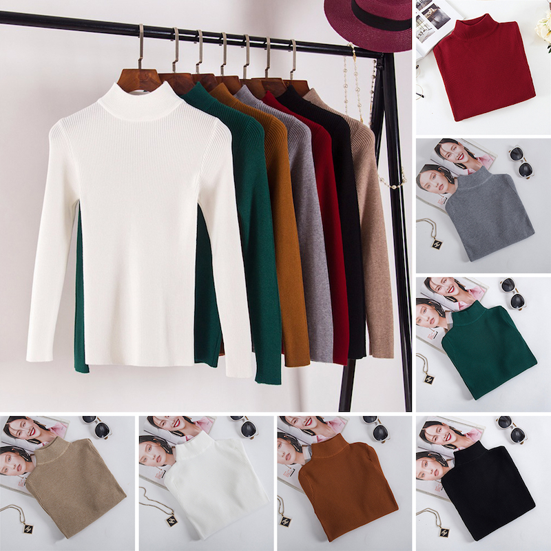 เสื้อคอปีนแขนยาวสีพื้น เสื้อแฟชั่นหน้าหนาวพร้อมส่ง ได้ทั้งใส่เที่ยว-ใส่ทำงาน (มี 7 สี)