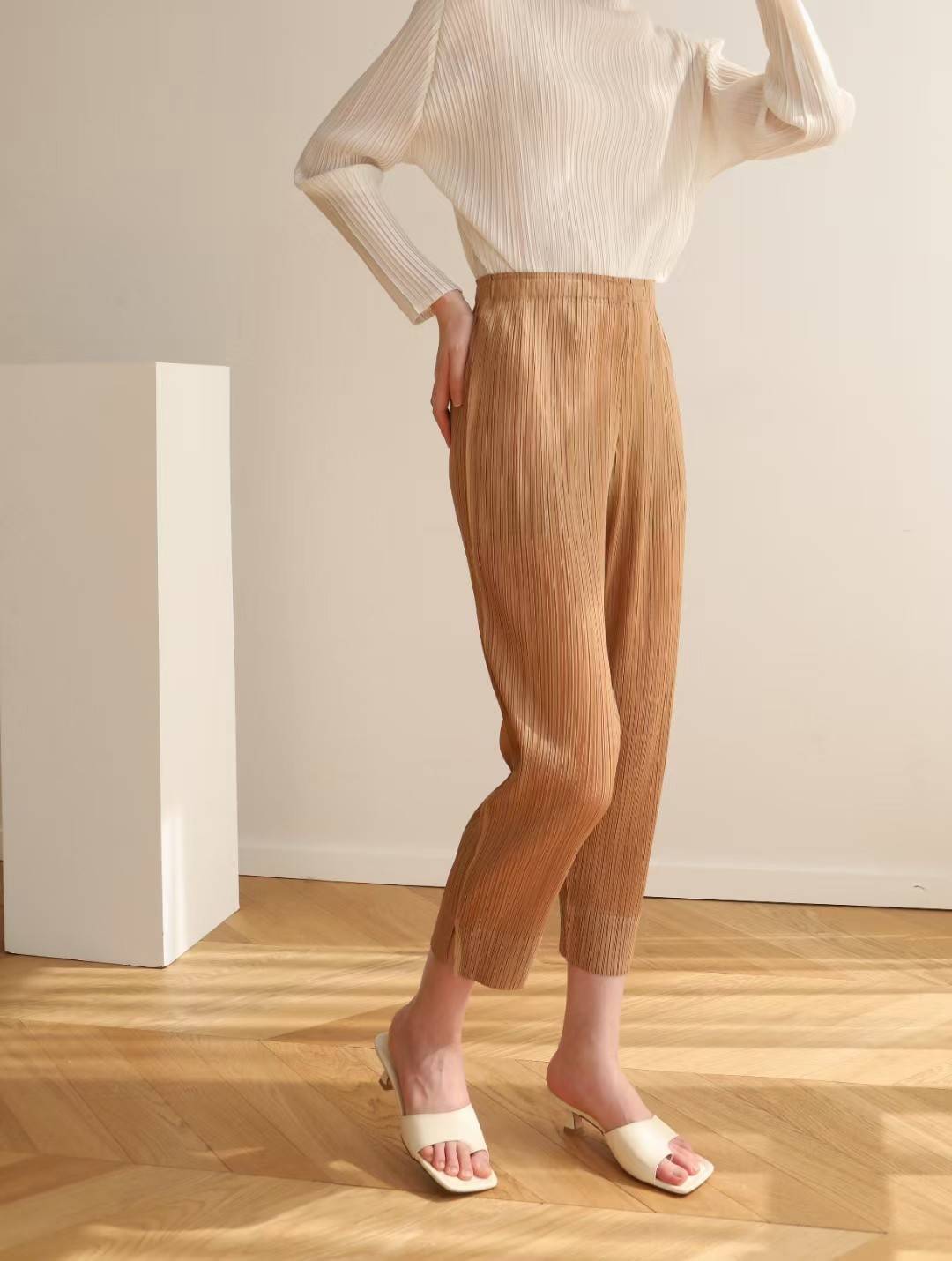 ยาว 34นิ้ว!! 2MUAY BASIC รุ่น GJO6896 SLIM FIT PLEATED PANTS กางเกงผู้หญิง กางเกงอัดพลีท 14สี FREE SIZE