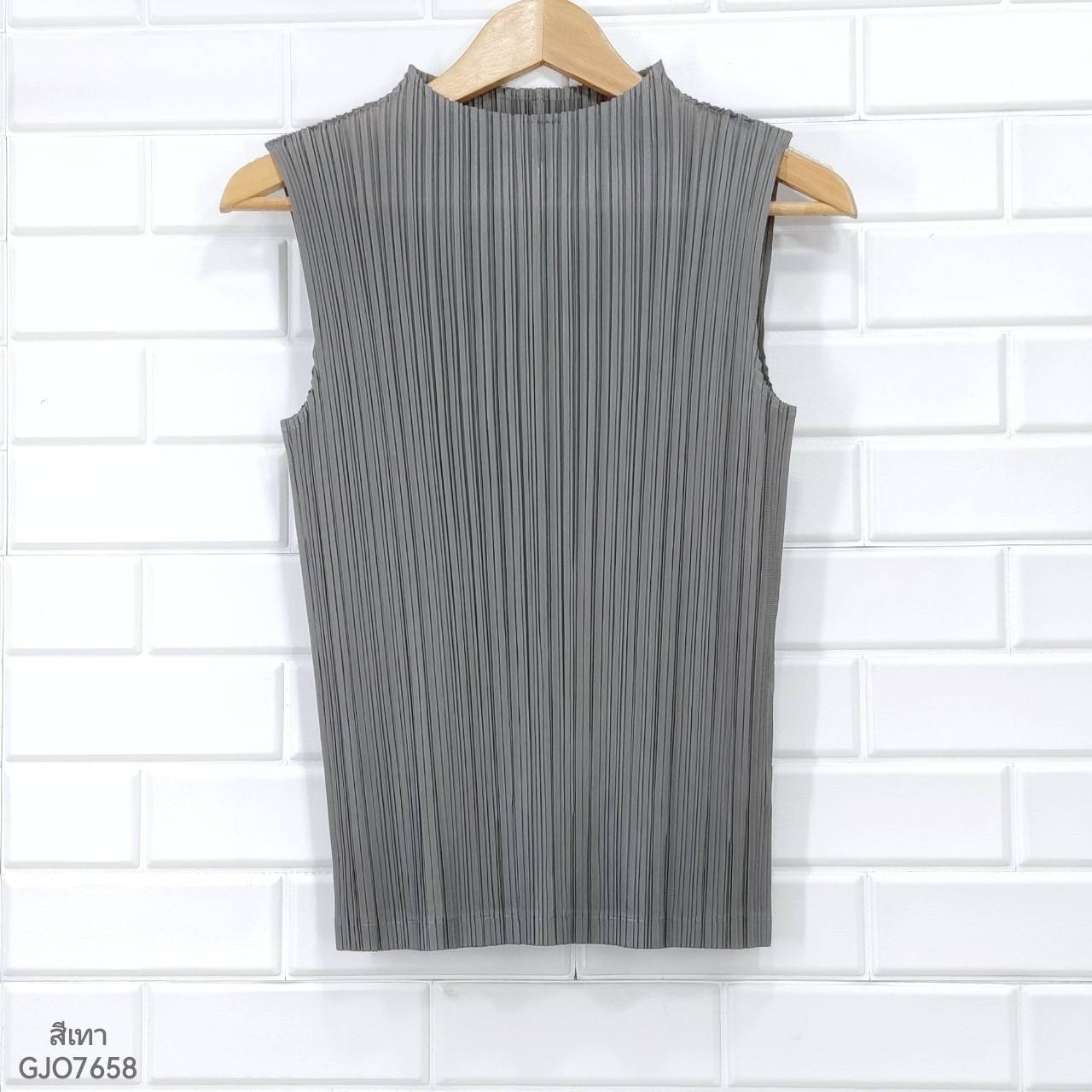 2MUAY BASIC รุ่น GJO7658 BASIC HIGH NECK PLEATED TOP เสื้ออัดพลีทงานคุณภาพ 22สี FREE SIZE