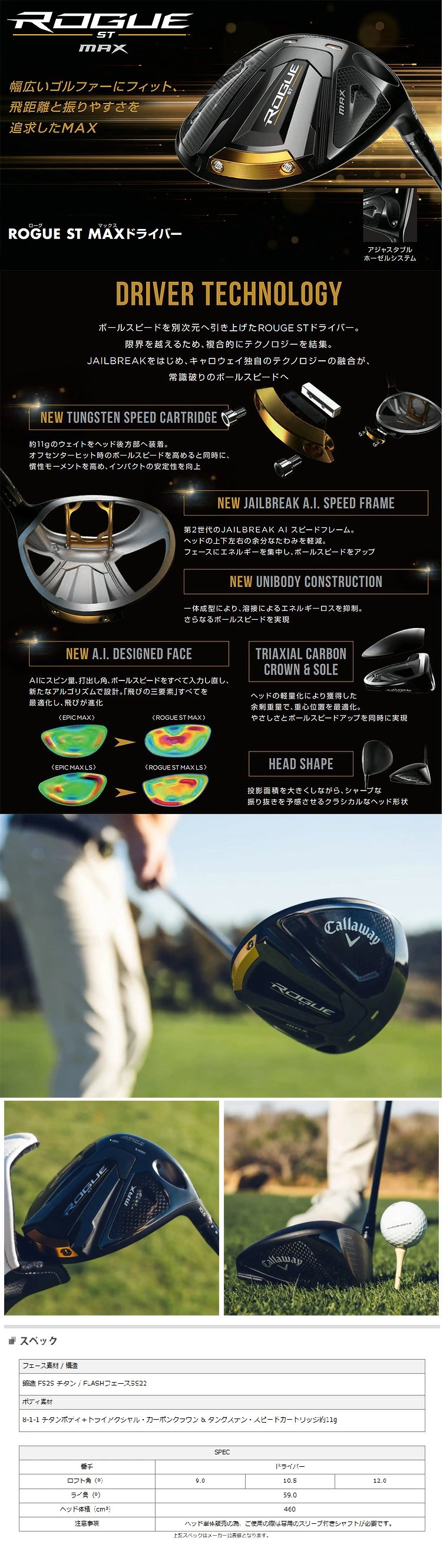 Driver Callaway ROGUE ST MAX 2022 องศา 10.5 ก้าน FUJIKURA VENTUS 5S ตีไกลแบบเต็ม MAX สุดขีด!!! COVER แท้เดิม ไม้กอล์ฟพรีเมี่ยมมือสอง ของแท้ By NakaraLuxurious