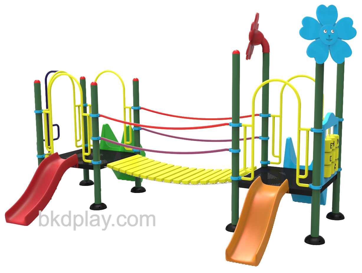 ชุดหอสะพานแขวนสไลด์ 70, เครื่องเล่นสนามกลางแจ้ง , เครื่องเล่นสนามแบบเหล็ก,สะพาน,สไลเดอร์, OutdoorPlayground, ราคาโรงงาน สินค้าสั่งผลิต 10-20 วัน ขนาด 300x490x250 ซม.