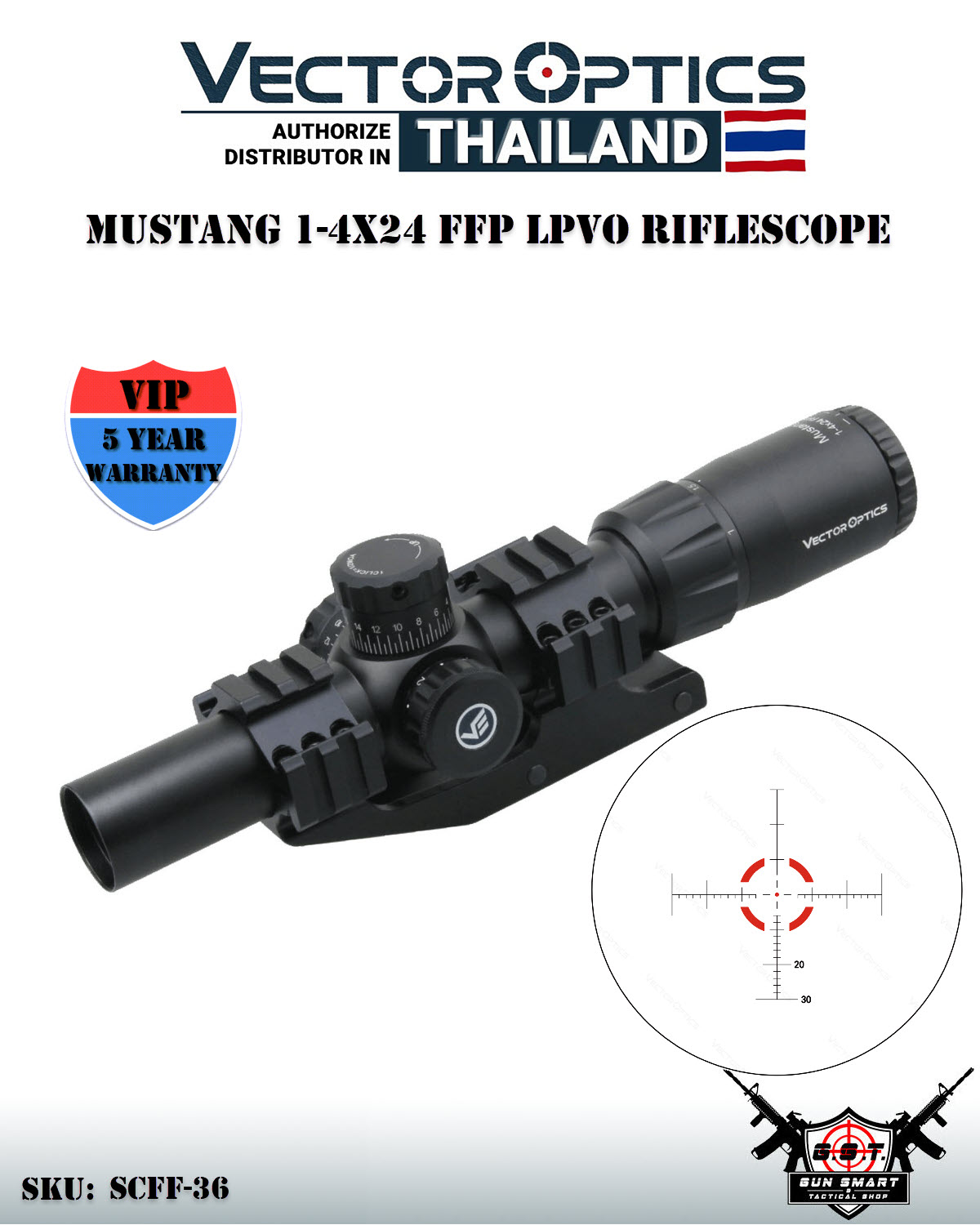 MUSTANG 1-4X24 FFP LPVO RIFLESCOPE