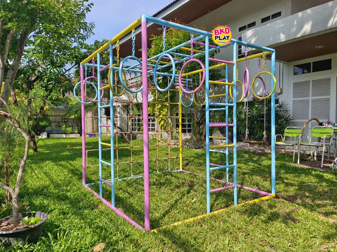 ชุดลูกเต๋า ปีนป่ายรวมA พร้อมบาร์โหน บาร์ไต่ ปีนป่ายเชือก เครื่องเล่นสนามเหล็ก เครื่องเล่นสนามกลางแจ้ง OutdoorPlayground