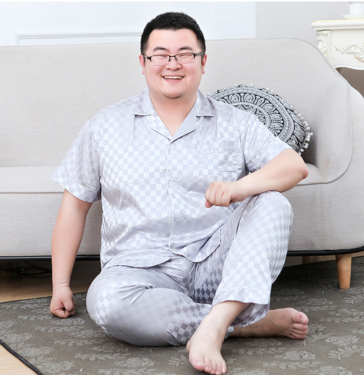 ชุดนอนผู้ชาย คอปก แขนสั้น-ขายาว ผ้าซาติน ไซส์ใหญ่