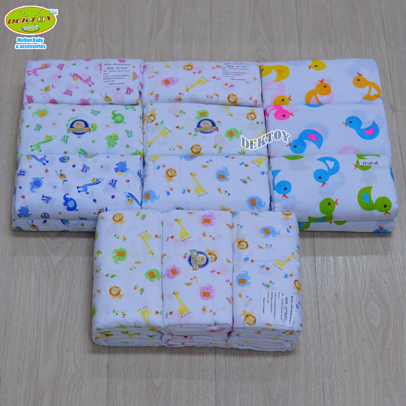 Baby World ผ้าอ้อมสำลี ไซส์ 27 x 27 นิ้ว แพ็ค 12 ผืน คละลาย