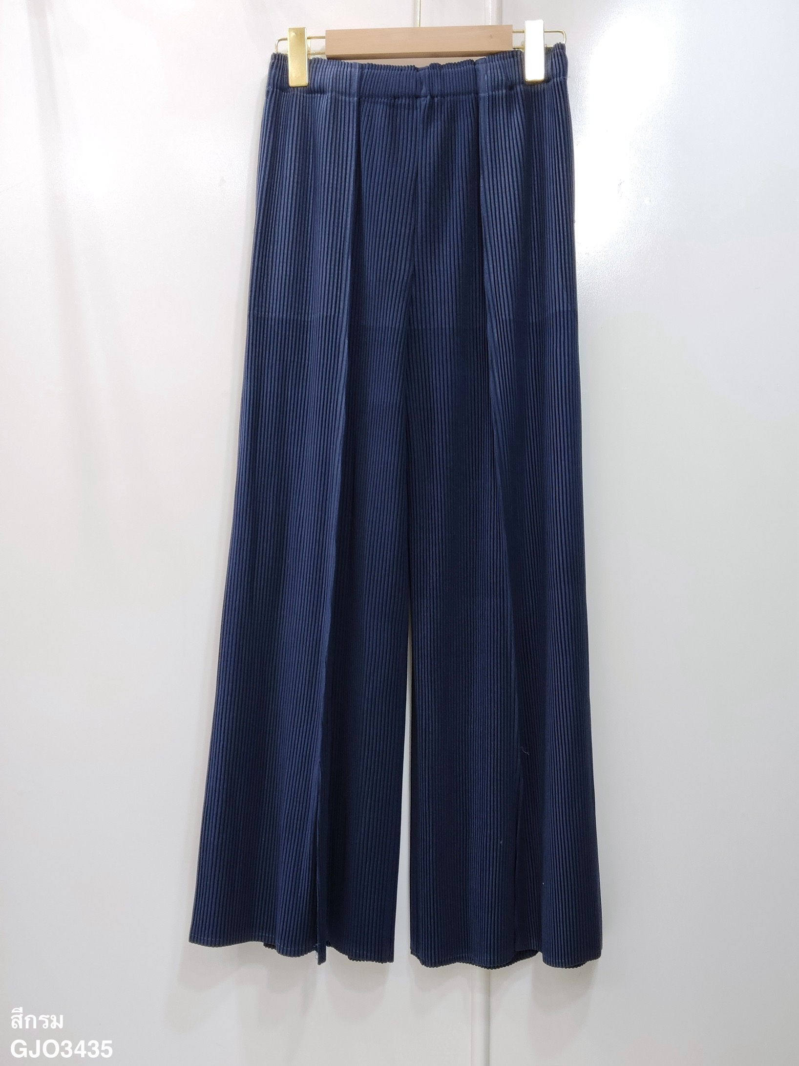 ยาว 37 นิ้ว 2MUAY รุ่น GJO3435 กางเกงพลีทคุณภาพ THICK WIDE LEG SPLIT FRONT PLEATED PANTS 10 สี FREE SIZE