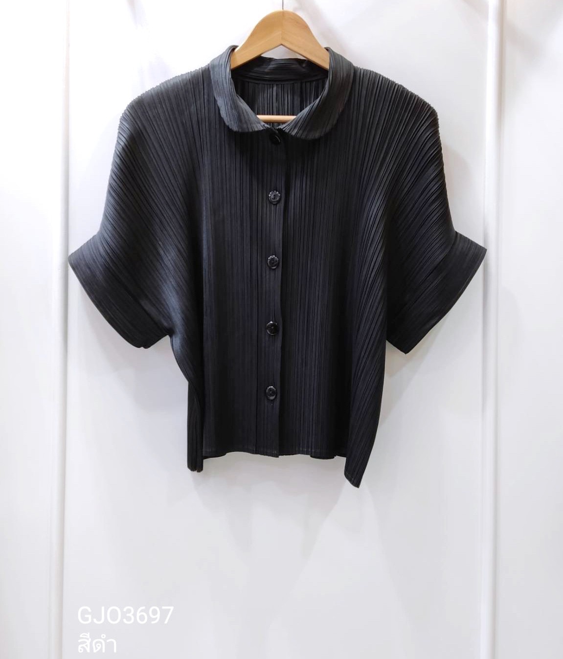 2MUAY รุ่น GJO3697 เสื้อผู้หญิง เสื้อพลีทคุณภาพ 12 สี FREE SIZE EVERYDAY COLLAR BUTTON FRONT PLEATED TOP