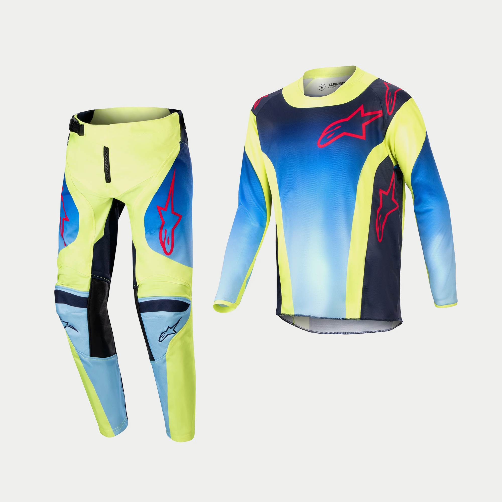 ชุดเด็ก Alpinestars 2024 Youth Racer Hoen - Yellow Fluo/Blue Night/Navy