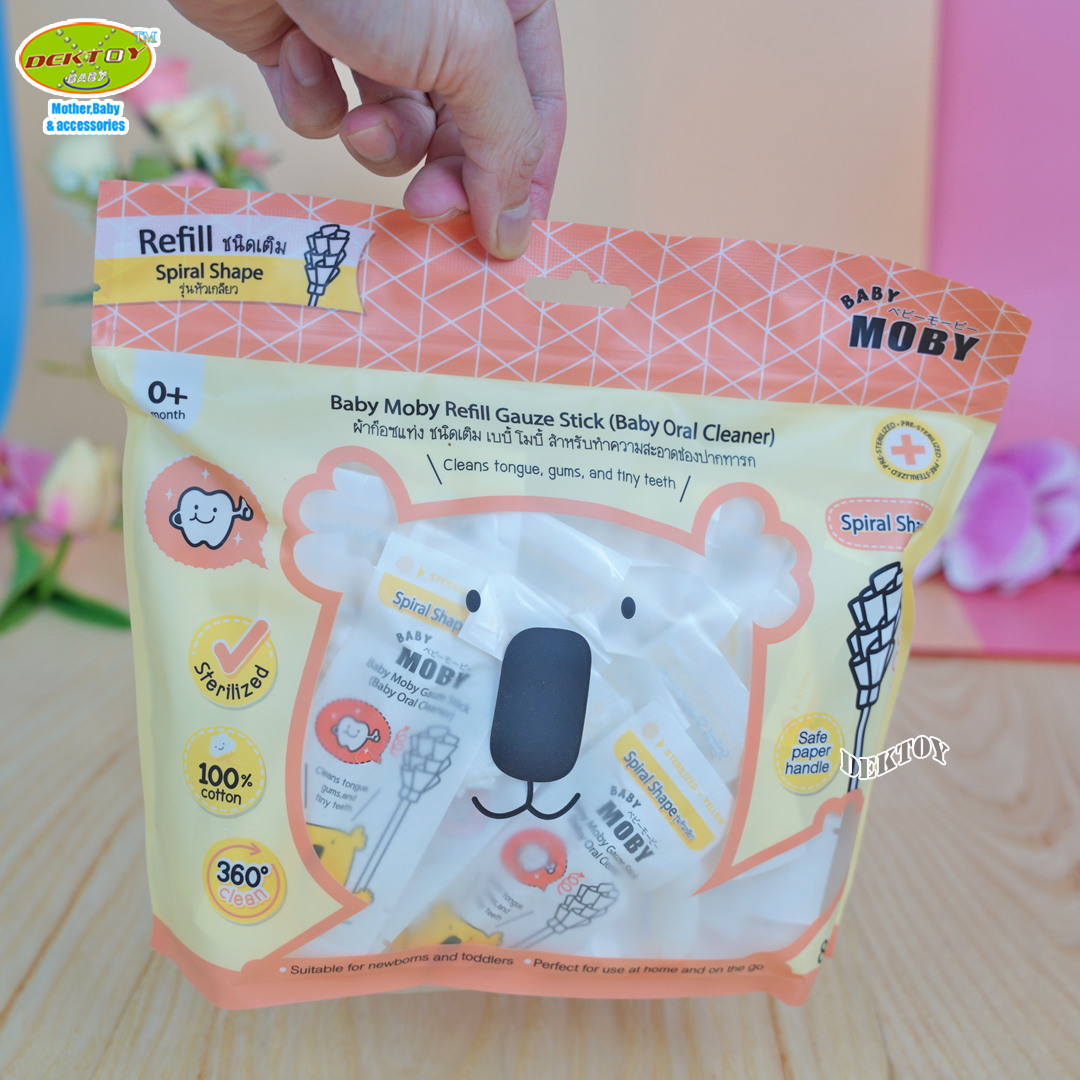 Baby moby ผ้าก๊อซ ชนิดแท่ง เบบี้ โมบี้ รุ่นเกลียว (ชนิดเติม) 80 ชิ้น