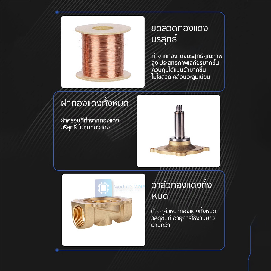 โซลินอยด์วาล์ว Solenoid valve 2W DN08 DN15 DN25 12V 24V 220V ทองแดงล้วน