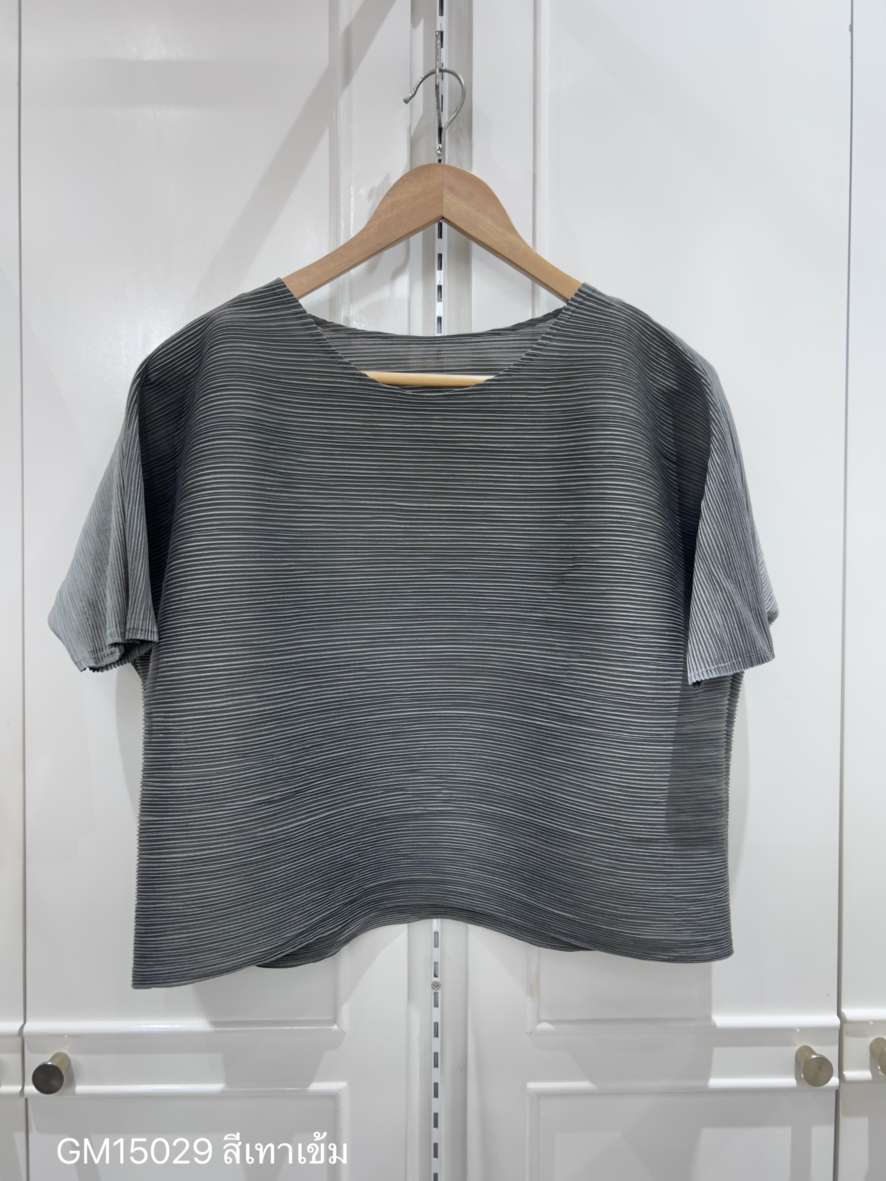 อกถึง48 2MUAY GM15029 เสื้ออัดพลีท SHORT SLEEVE PLEATED TOP 28 สี FREE SIZE