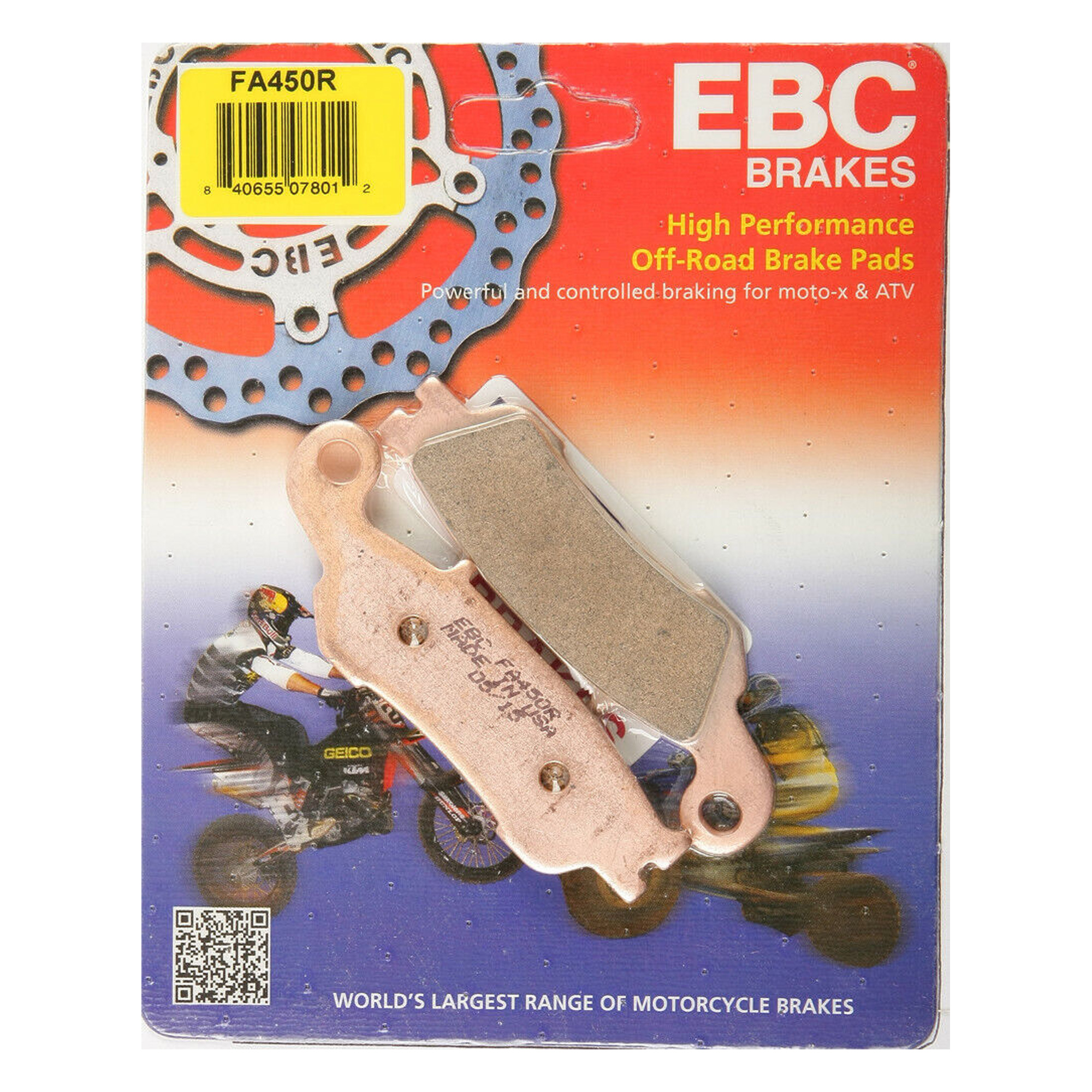 EBC FA450R Sintered - ผ้าเบรคหน้า YZ125 08-24, YZ250 16-24, YZ250F 07-19, YZ250FX 15-21