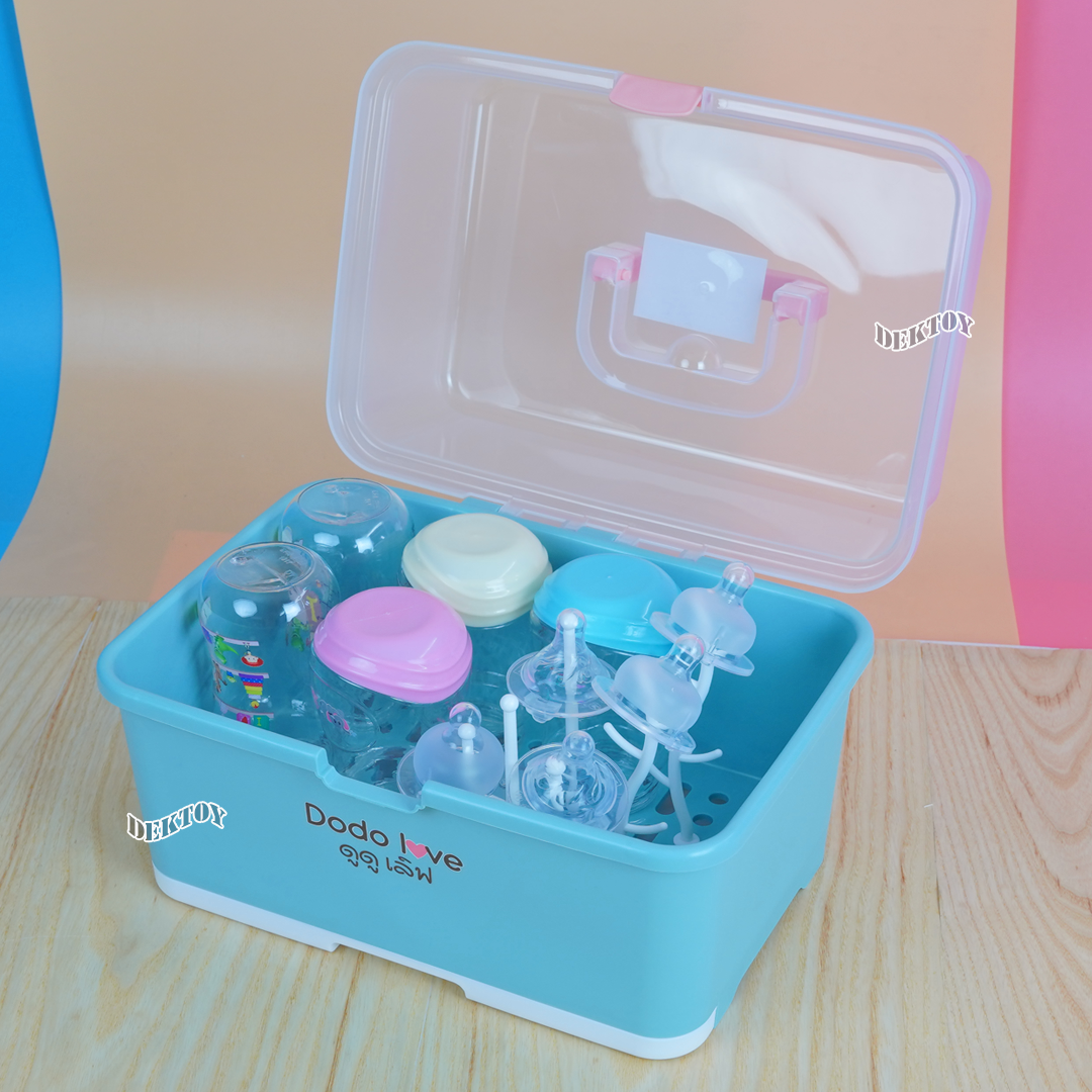DODOLOVE ดูดูเลิฟ กล่องเก็บขวดนม พกพา มีหูหิ้ว ฝาล็อคแน่น มีก้านสำหรับผึ่งขวดนม