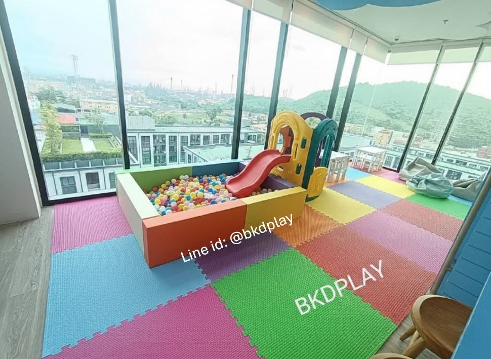 ส่งฟรี บ่อบอลสี่เหลี่ยม 4 ตร.ม. บ่อบอลหุ้มหนัง คอกกั้นเด็ก หนังpvc นุ่มนิ่ม ,รับทำบ้านบอลในห้าง Kid ZoneK