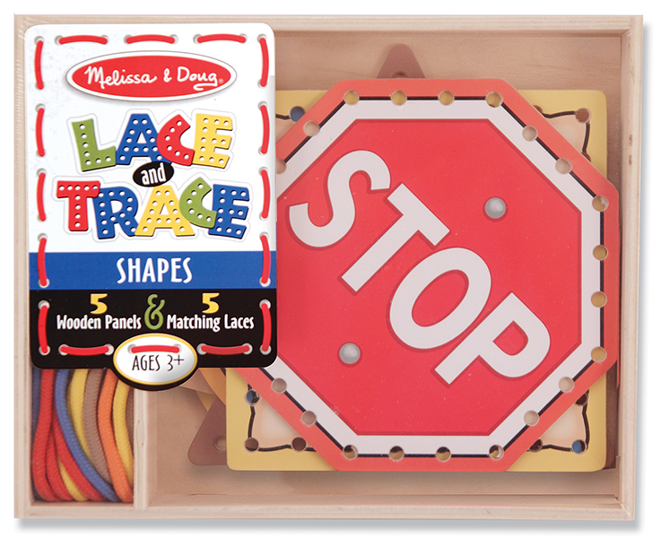 ชุดฝึกร้อยเชือกรูปร่าง ช่วยฝึกการบังคับมือและตา และฝึกสมาธิ Lacing Shapes Melissa&Doug, ของเล่นเสริมพัฒนาการ, ของเล่น