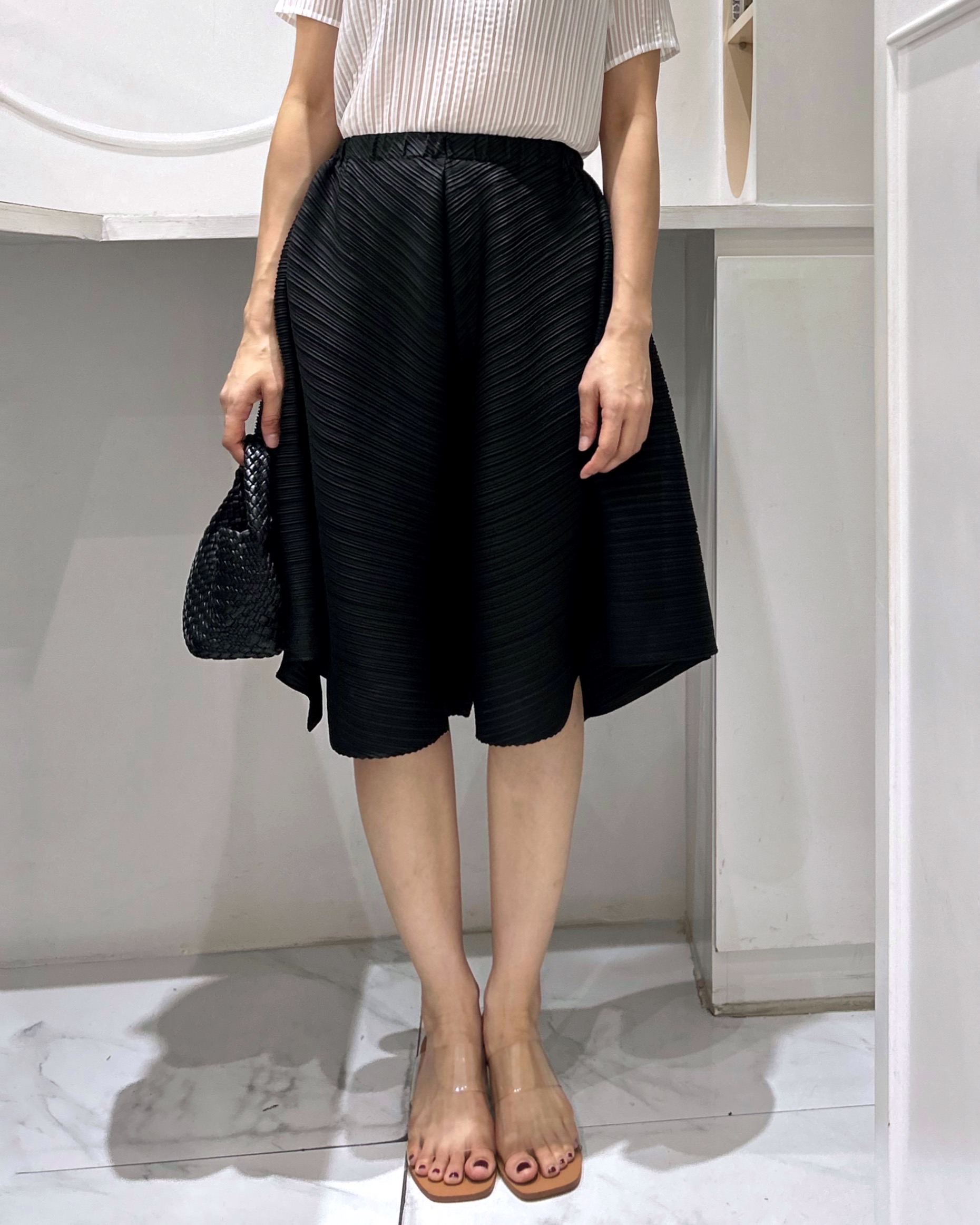 ยาว 24นิ้ว!! 2MUAY รุ่น CX6388 กางเกงอัดพลีท WIDE FLARE SHORTS PLEATED PANTS 6 สี FREE SIZE
