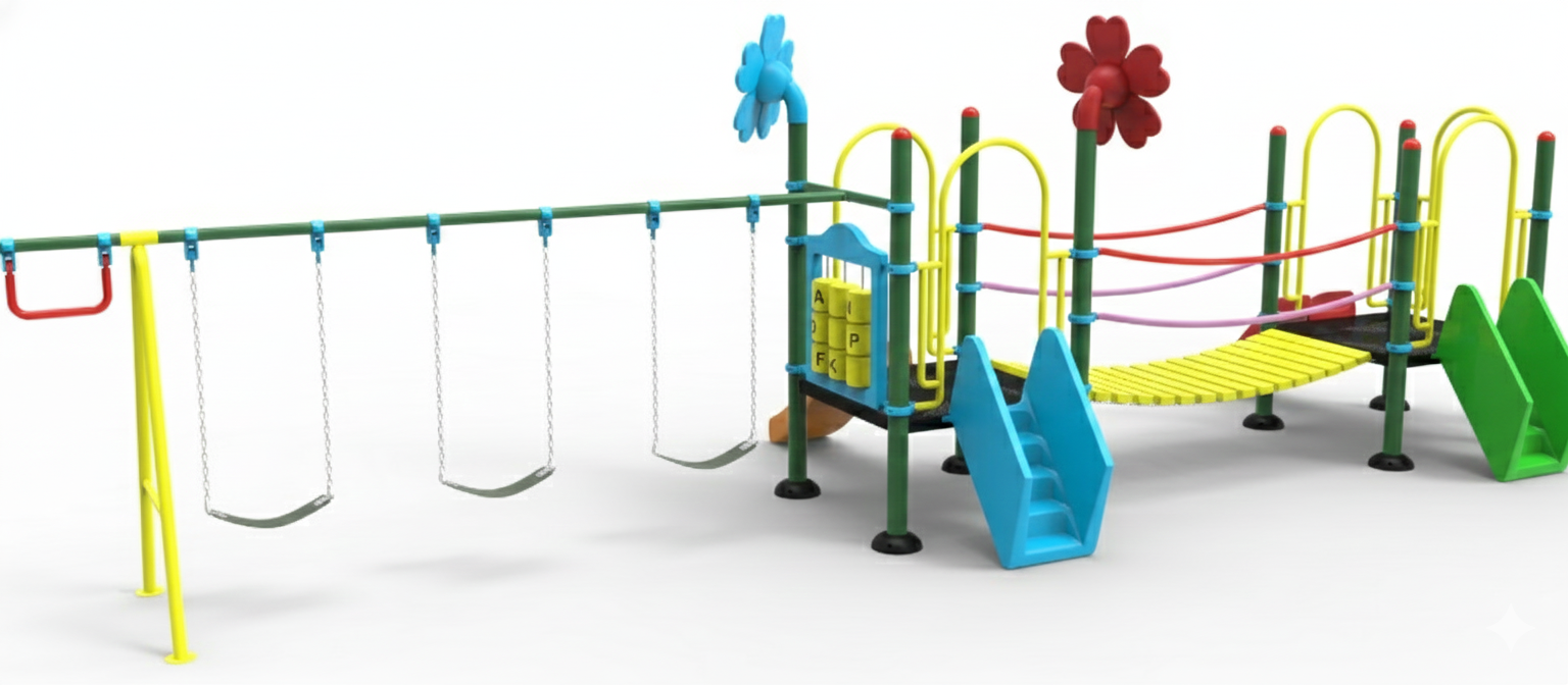 ชุดหอสะพานแขวนชิงช้ายางสไลด์ 70, เครื่องเล่นสนามกลางแจ้ง , เครื่องเล่นสนามแบบเหล็ก,ชิงช้า,สไลเดอร์,OutdoorPlayground, ราคาโรงงาน สินค้าสั่งผลิต 10-20 วัน