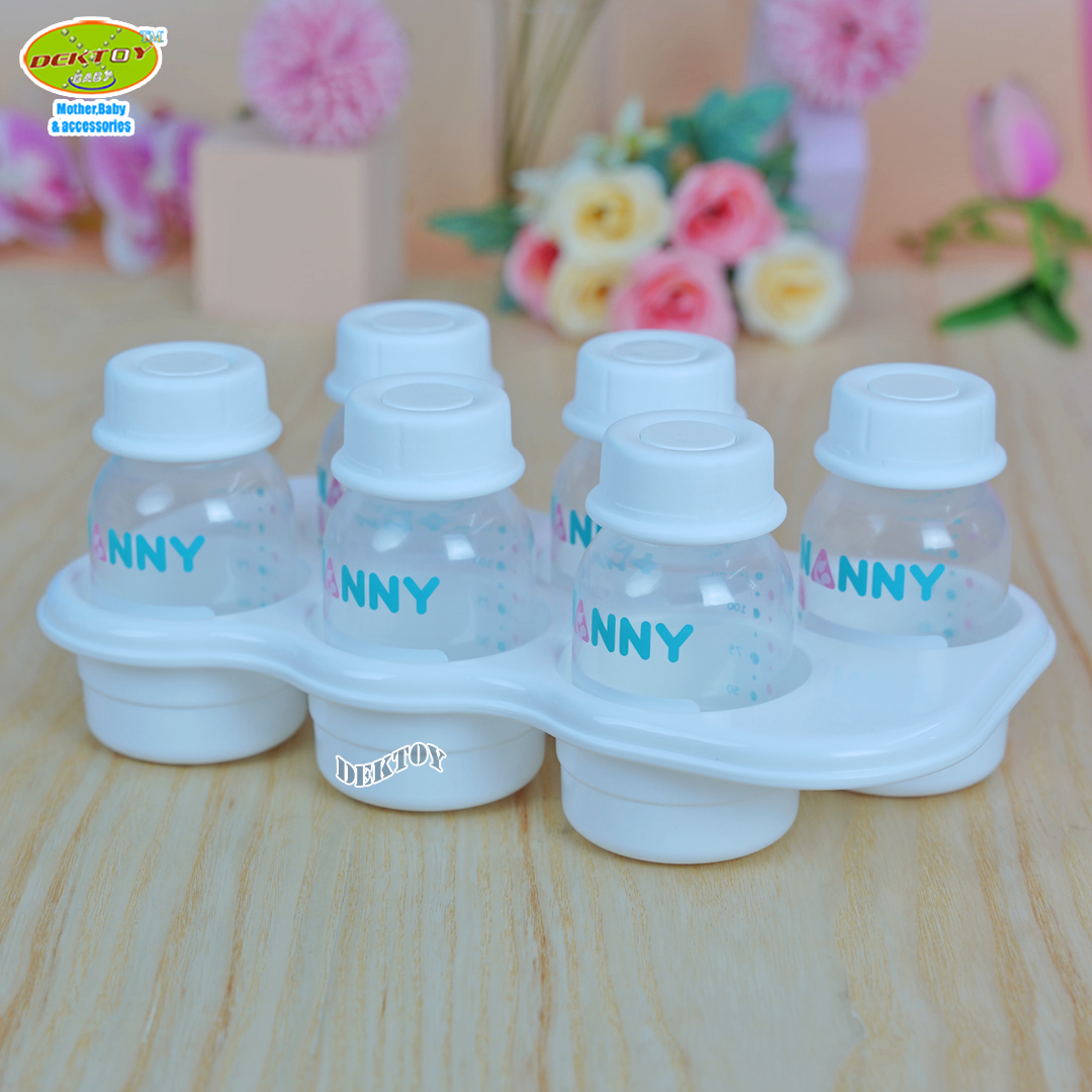 NANNY แนนนี่ ขวดเก็บน้ำนมแนนนี่4ออนซ์แพ็ค6ขวด พร้อมถาดเรียง N2202