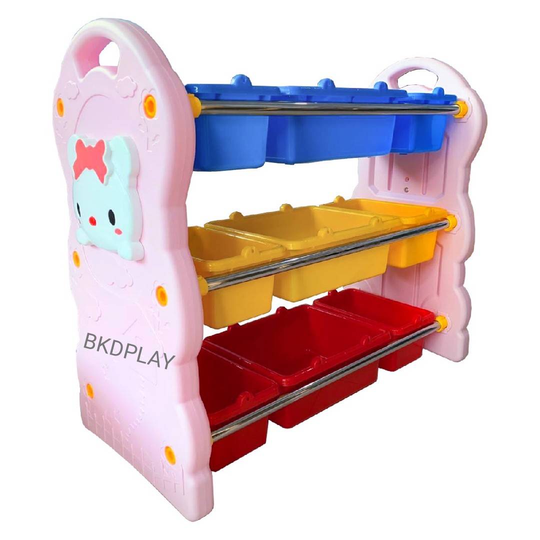 ชั้นวางของเล่นกระต่าย 3 ชั้น,ชั้นวางของ 9 กระบะ,ชั้นวางของพลาสติก,เฟอร์นิเจอร์เด็ก, พร้อมส่ง