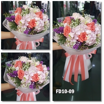 FD10-09 : ช่อไฮเดรนเยีย,กุหลาบ