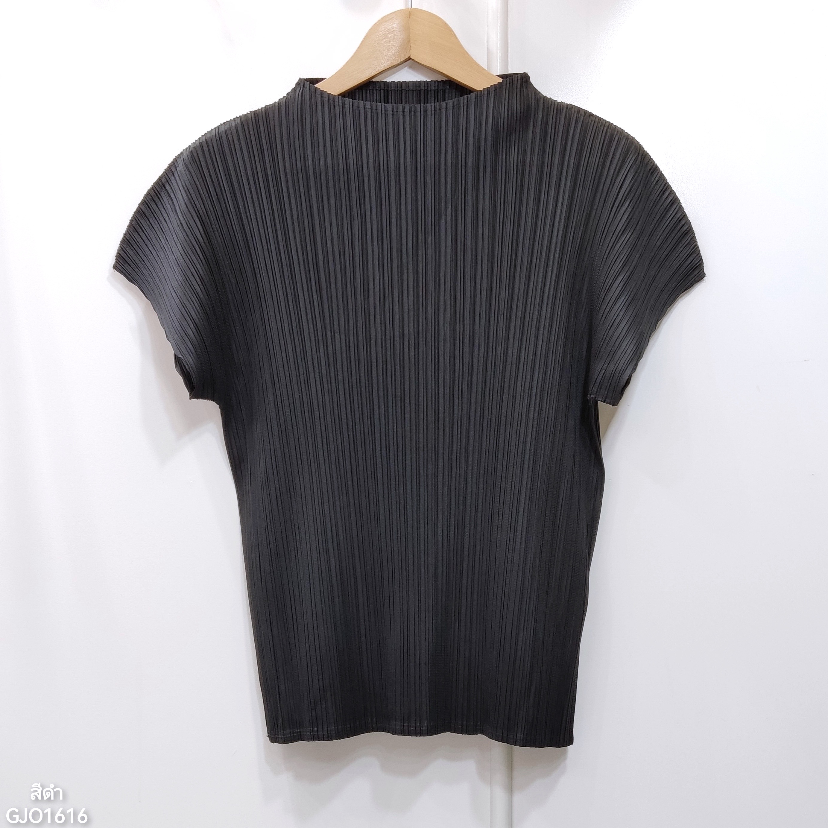 2MUAY รุ่น GJO1616 เสื้อพลีทคุณภาพ HIGH NECK SHORT SLEEVE PLEATED TOP 15 สี FREE SIZE