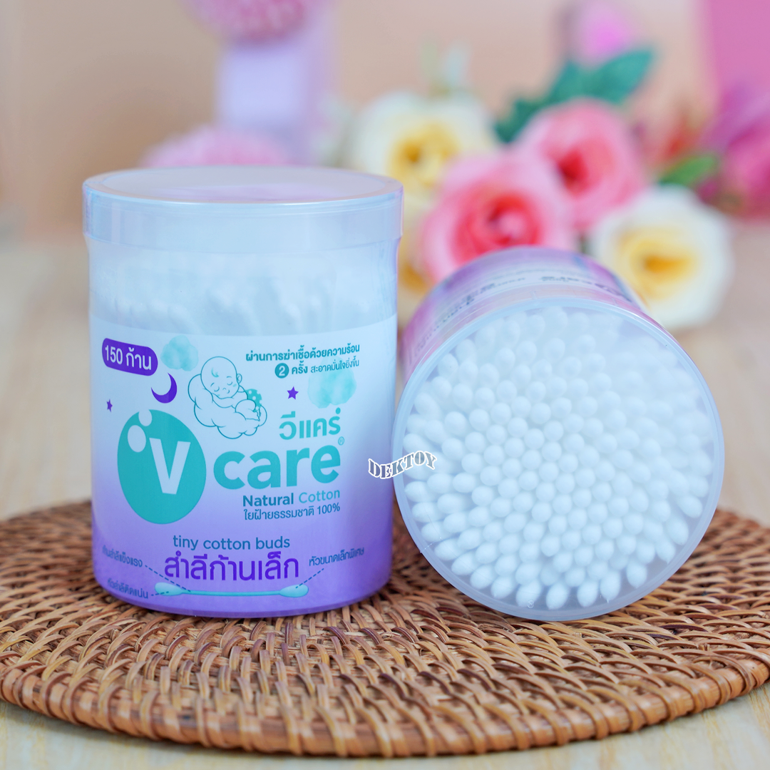 V care วีแคร์ สำลีก้านจิ๋วเล็กมินิ 150 ก้าน 1กระปุก