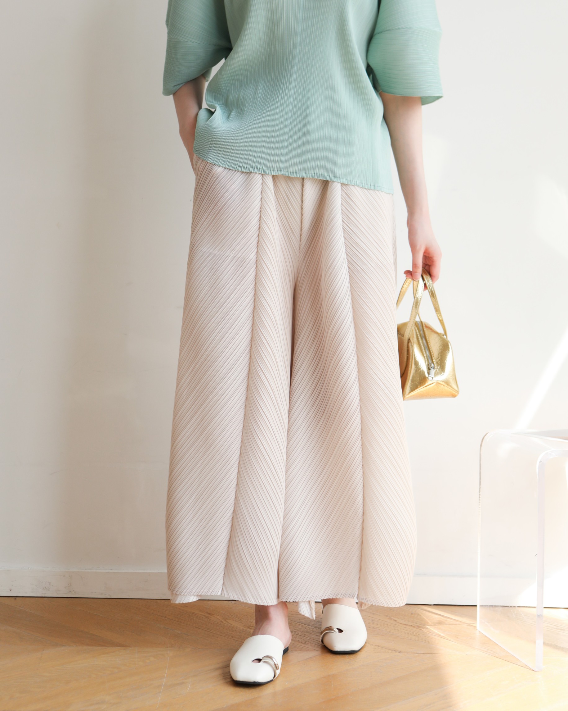 ปรับราคาลง20%!! ยาว 35 นิ้ว! 2MUAY รุ่น GJO1056 กางเกงพลีทคุณภาพ FLARE PLEATED PANTS 10 สี FREE SIZE