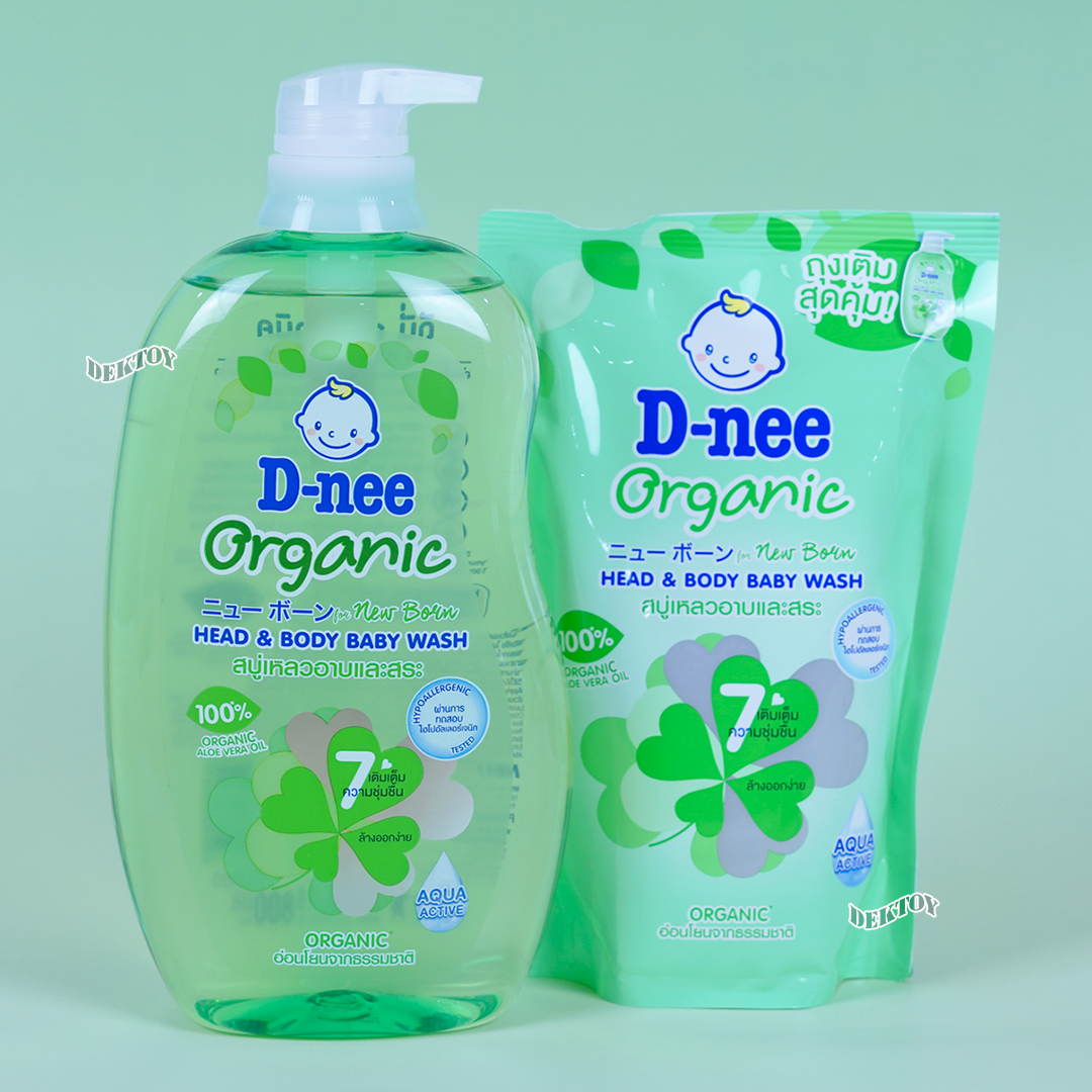 D-nee ดีนี่ ออร์แกนิค สบู่เหลวอาบและสระผม ฟอร์นิวบอร์น 800+350มล.หัวปั๊ม