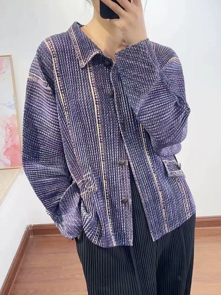 2MUAY รุ่น CX0498 เสื้ออัดพลีท THICK SHIRT DENIM PLEATED TOP 3 สี FREE SIZE